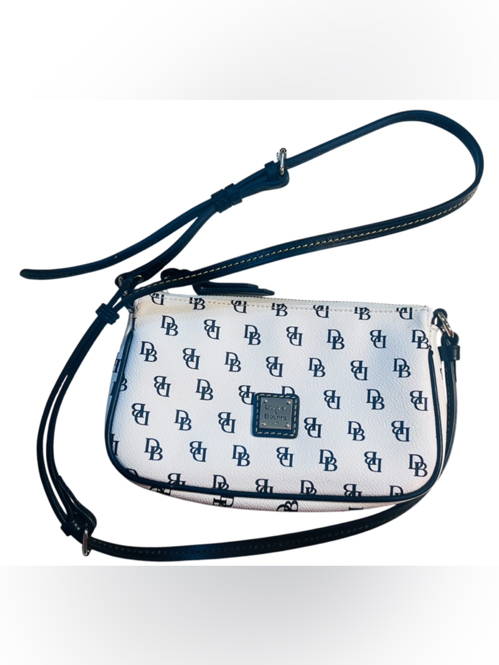 FINAL PRICE!!Dooney & Bourke White and Navy Signature Crossbody Bag - Picture 6 of 13